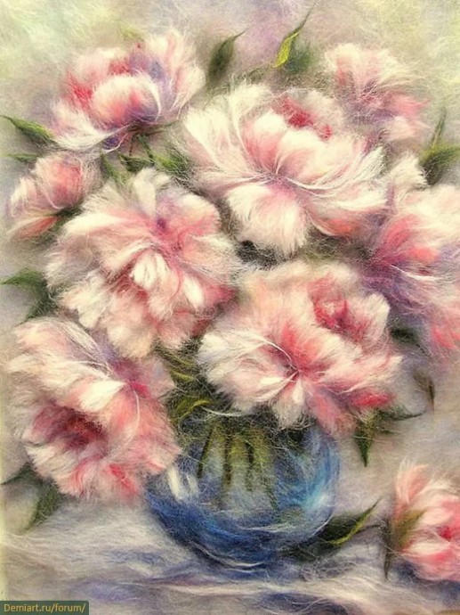 Весенние цветы в технике шерстяной акварели: идеи для творчества