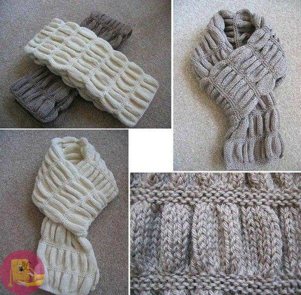 Вяжем нарядный и теплый шарф гармошкой