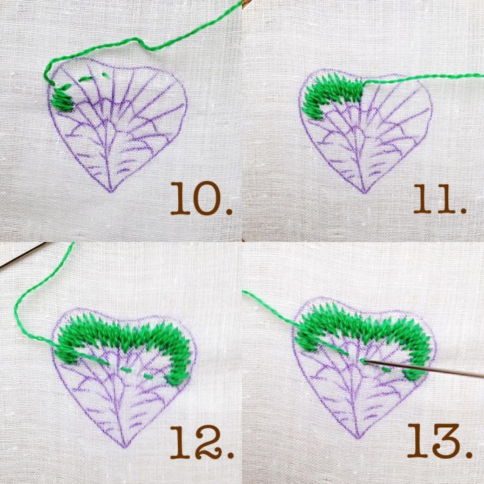 Брошь "Клевер на удачу" в технике stumpwork