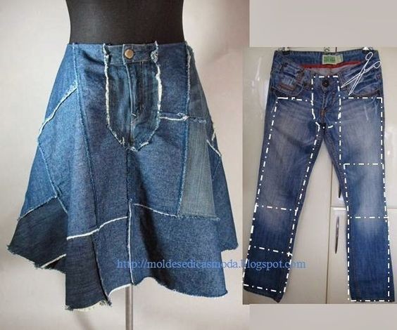 Варианты переделки джинсов в юбки