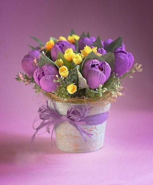 Цветы из гофрированной бумаги