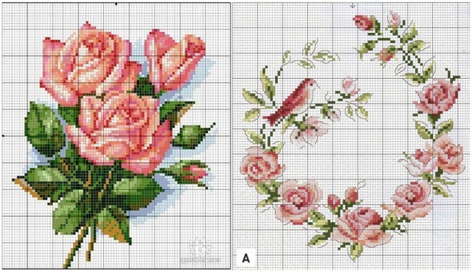 Схемы прекрасных цветов для вышивки