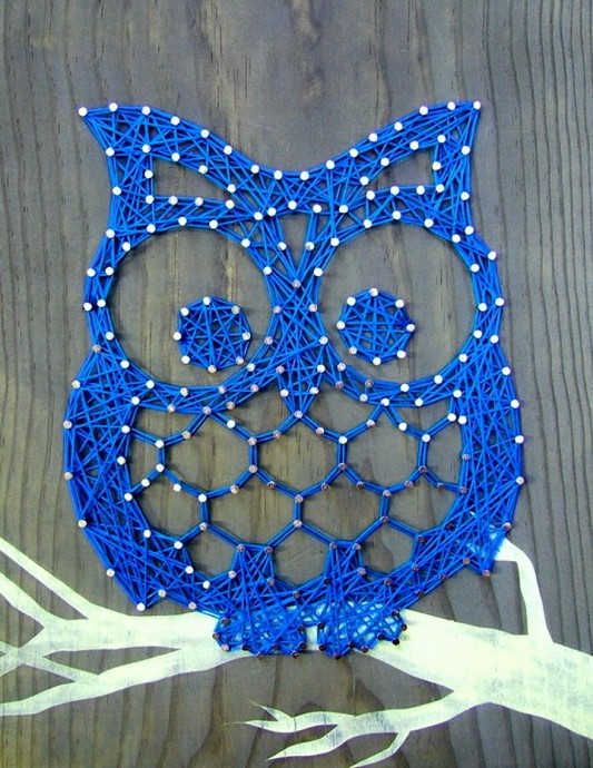 Панно из ниток и гвоздей своими руками "Совушка"