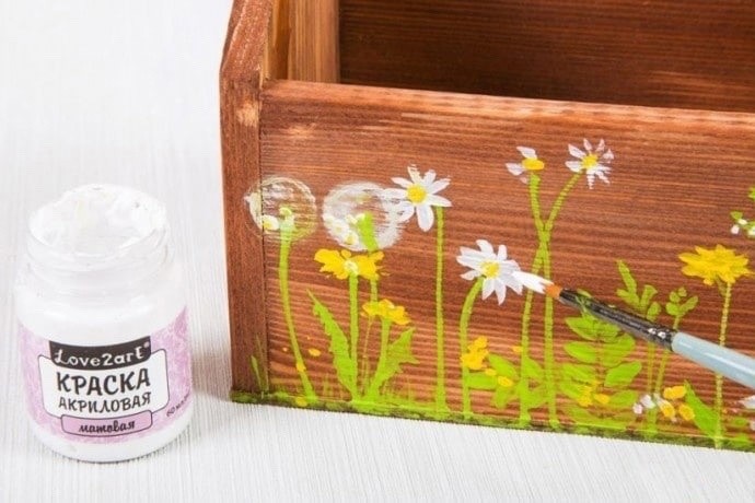 Декор деревянного кашпо