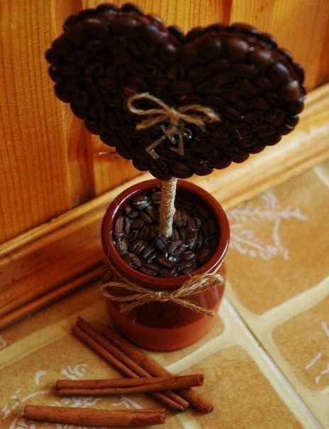 Кофейное дерево в форме сердца своими руками