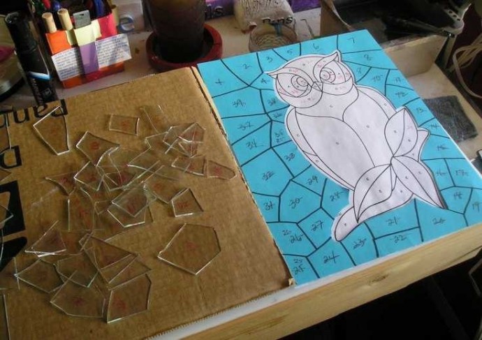 ​Стеклянная мозаика "Сова"