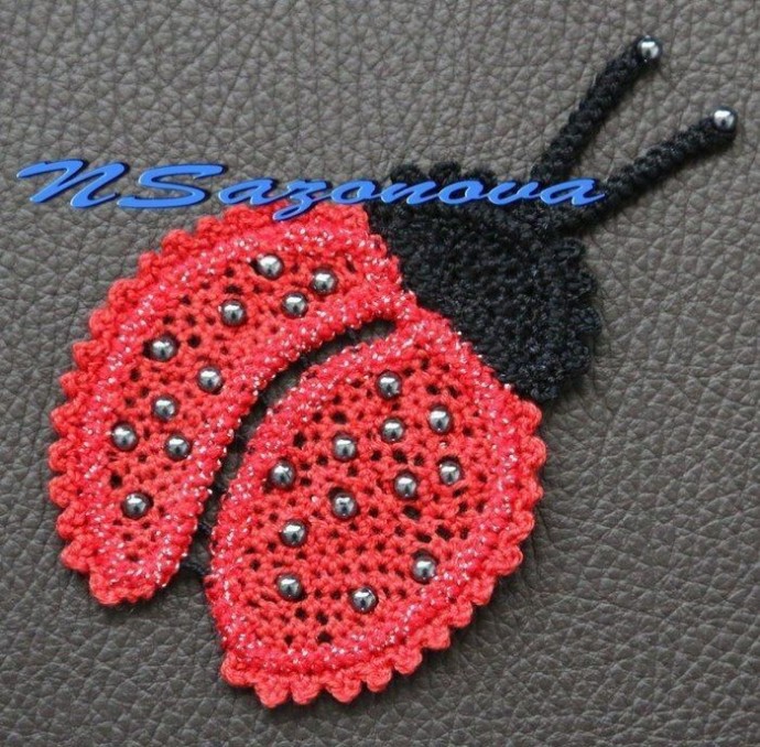 Кружево на коклюшках: Божья коровка