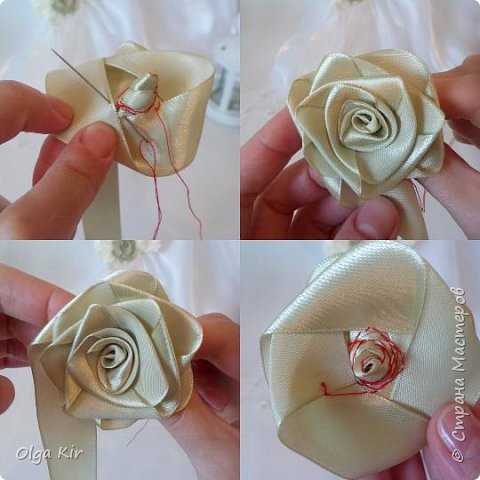 Розочки из атласной ленты