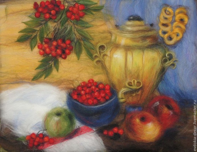 Натюрморты в технике шерстяной акварели Натюрморты в технике шерстяной акварели