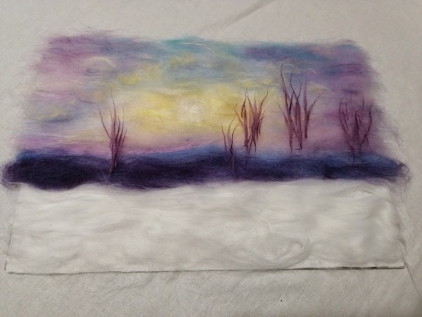 Шерстяная акварель "Зимний вечер"