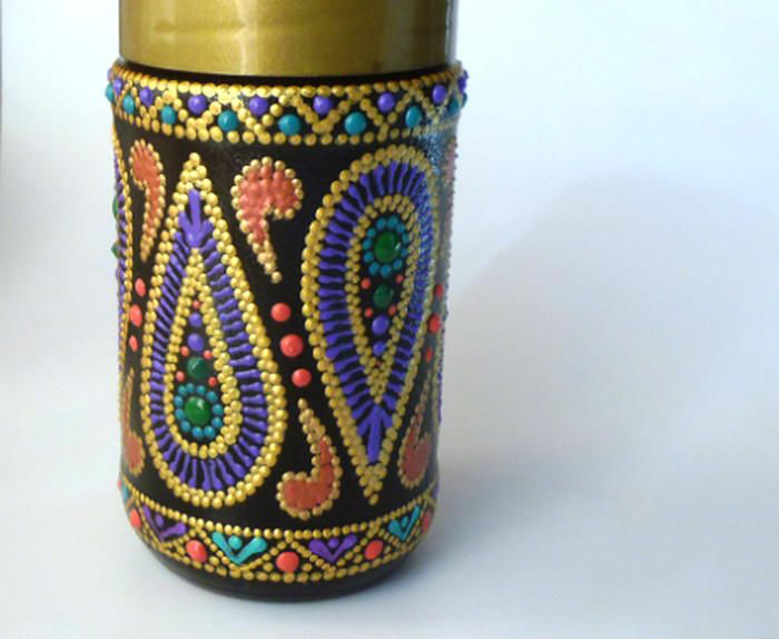 Точечная роспись баночки из-под кофе Точечная роспись баночки из-под кофе