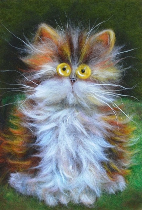 ​Коты в технике валяния из шерсти