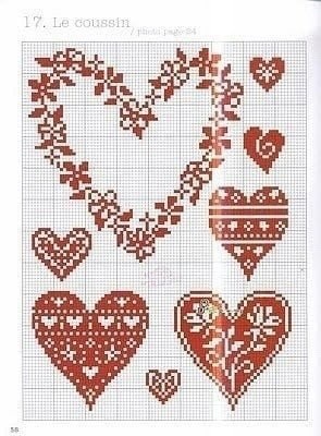 Вышивка сердец с орнаментом