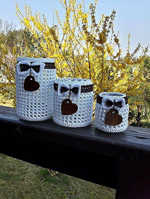 Декор баночек при помощи вязания