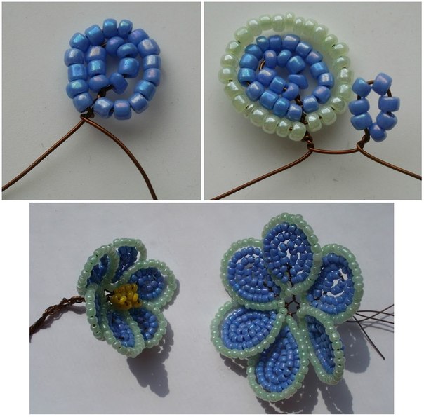 Очаровательные фиалки из бисера