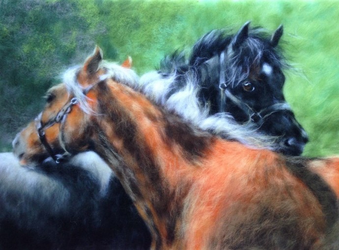 Картины из шерсти: лошади