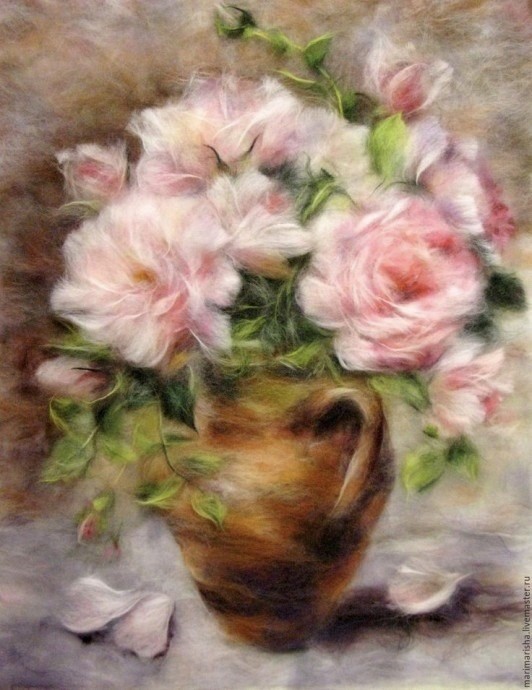 ​Восхитительные букеты в технике шерстяной акварели: идеи для творчества