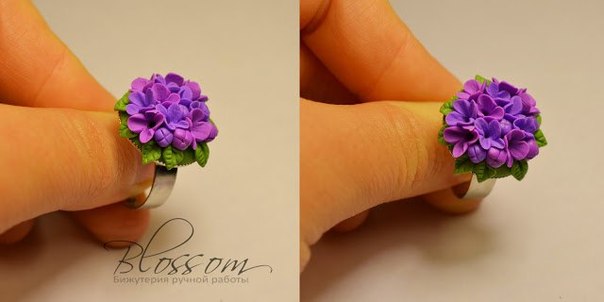 Цветочное кольцо из полимерной глины