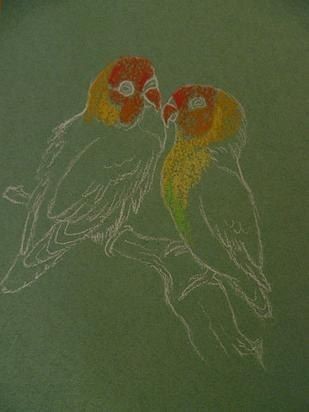 Рисуем попугаев-неразлучников