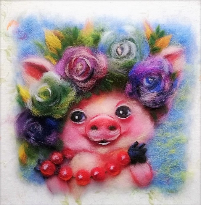 Шерстяная акварель: мастер-класс по изготовлению веселой свинки