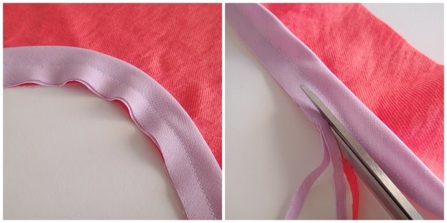 Обработка горловины косой бейкой