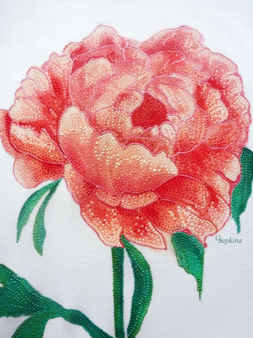 Рисование пиона на футболке