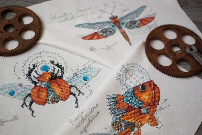 Вышивка крестиком в стиле стимпанк