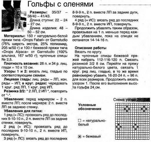 Вяжем тёплые гольфы с оленями
