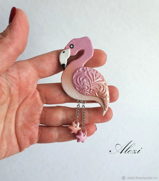 Брошь "Розовый фламинго"