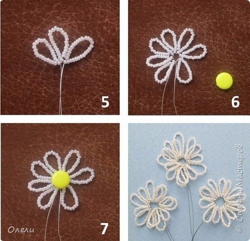 ​Букет ромашек из бисера