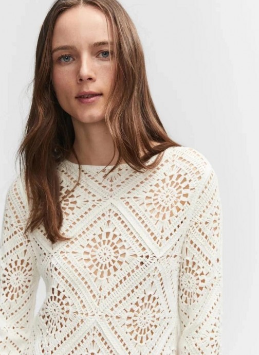 Белое ажурное укороченное платье