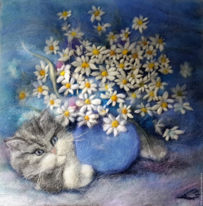 ​Коты в технике валяния из шерсти