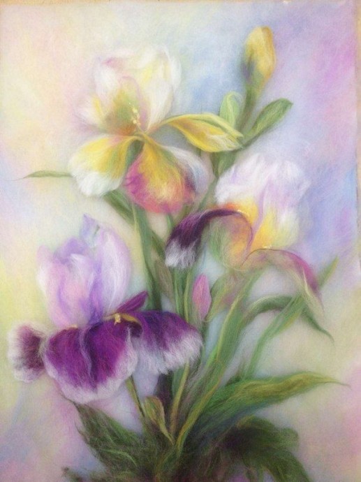 Весенние цветы в технике шерстяной акварели: идеи для творчества