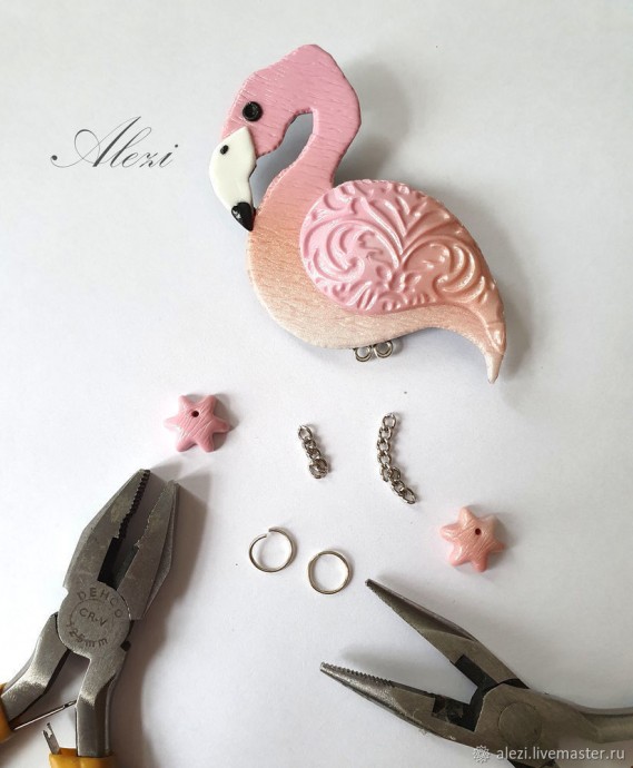 Брошь "Розовый фламинго"