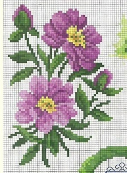 Небольшие схемы для вышивки цветами чехлов и футляров