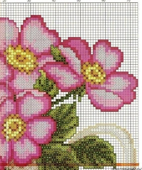 Чайник с цветами: вышивка крестиком