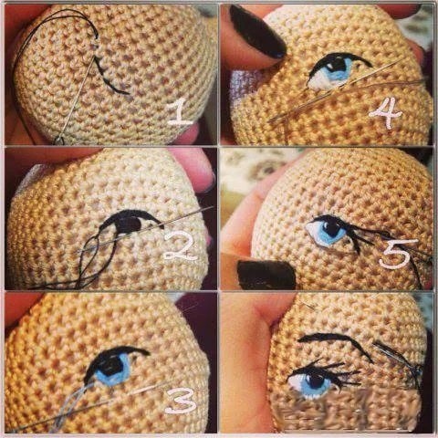 Оформление красивых глазок для вязаных кукол