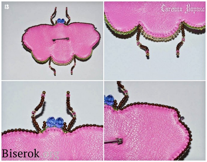 Брошка в виде жука из бисера