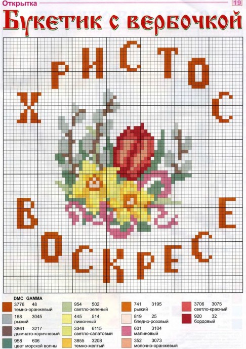 ​Пасхальные схемы вышивки