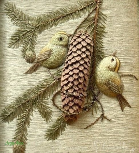 Объемная вышивка гладью