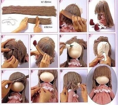 Волосы из пряжи для кукол