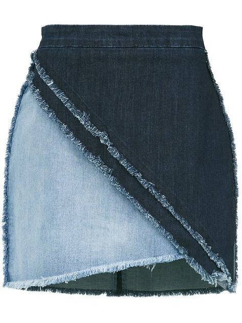 ​Идеи комбинированных джинсовых юбок из обрезков