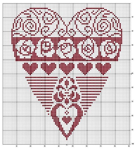 Вышиваем красивые сердечки: подборка схем