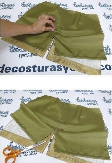 Обработка разреза на юбке подкладкой