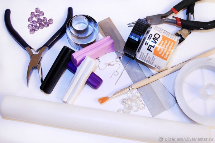 Бусы из полимерной глины в технике "Акварель"