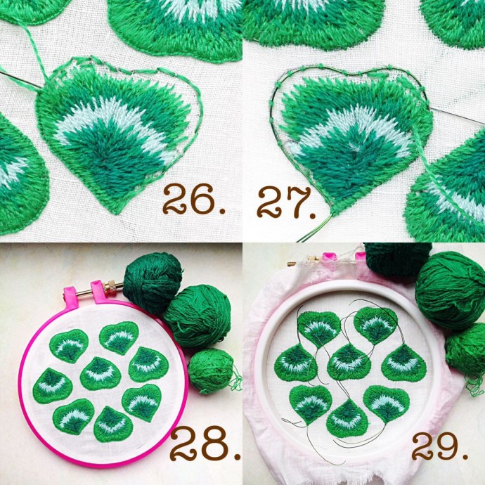 Брошь "Клевер на удачу" в технике stumpwork