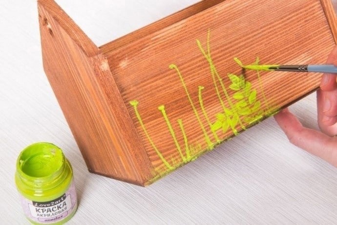 Декор деревянного кашпо