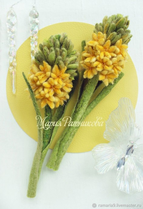 Нежные гиацинты из шерсти: весенняя красота ручной работы