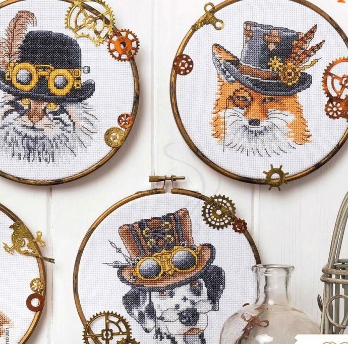 Вышивка крестиком в стиле стимпанк