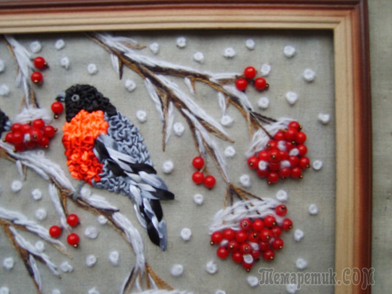 Потрясающая вышивка лентами: птицы